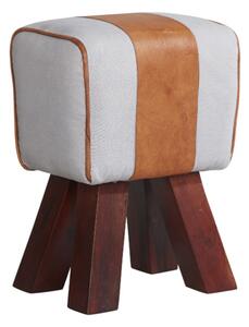 Phaet Faux Leather Canvas Stool In White And Brown