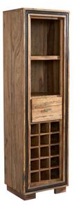 Spica Wooden Wine Bookcase In Natural Sheesham With 2 Drawers