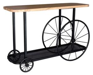 Gianfar Craft Wheel Wooden Console Table In Oak
