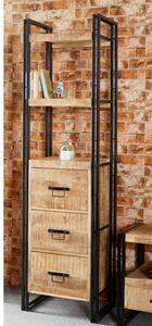 Clio Industrial Slim Bookcase In Oak With 3 Drawers 1 Shelf