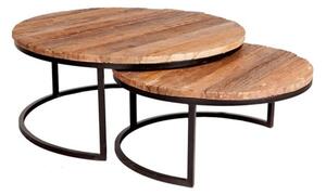 Kentaurus Round Railway Sleeper Set Of 2 Coffee Tables In Oak