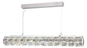 Remy LED Tube Bar Pendant Light In Chrome With Crystal Trim