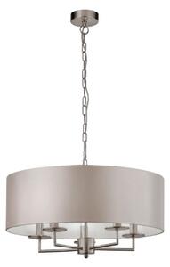 Knightsbridge 5 Pendant Light In Satin Silver With Silk Shade