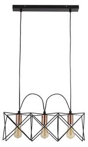 Anthea 3 Metal Black Frame Pendant Light With Copper Detail