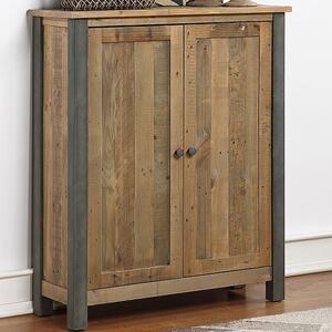 Nebura Large Wooden Shoe Storage Cabinet In Reclaimed Wood