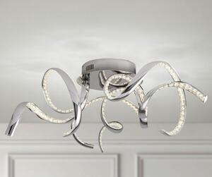 Twirls LED Ceiling Light In Chrome With Clear Crystal Decoration