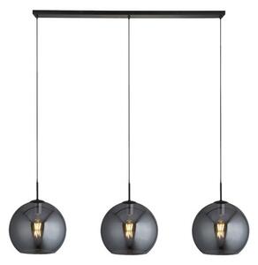 Amsterdam Bar 3 Pendant Light In Matt Black With Smoked Glass