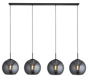 Amsterdam Bar 4 Pendant Light In Matt Black With Smoked Glass