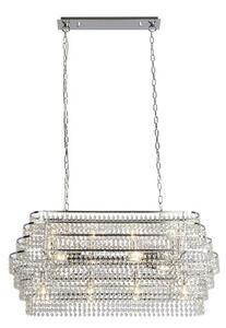 Rene Wall hung 12 Pendant Light In Chrome With Hanging Crystal