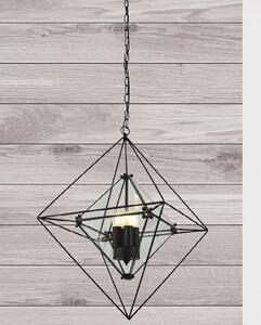 Diamond 3 Pendant Light In Black With Clear Glass