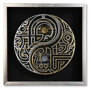 Dao Glass 3D Yin-Yang Look Wall Art In Silver Wooden Frame