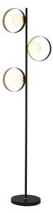 Orbital 3 Floor Lamp In Matt Black And Gold Leaf With Opal Glass