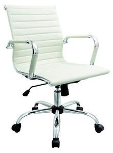 Zexa Faux Leather Office Chair In White With Chrome Metal Frame