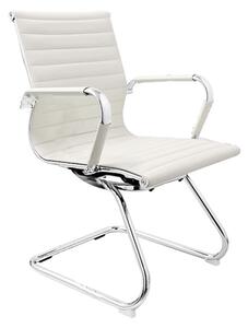 Zexa Faux Leather Dining Chair In White With Chrome Metal Legs