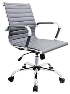 Zexa Faux Leather Office Chair In Grey With Chrome Metal Frame