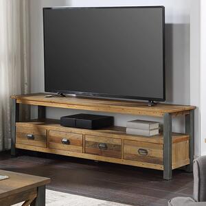 Nebura Wooden TV Stand In Reclaimed Wood With 4 Drawers