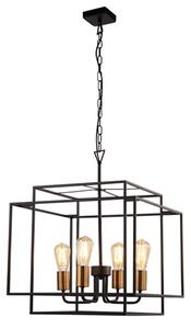 Crate 4 Pendant Light In Matt Black With Bronze Lamp Holder