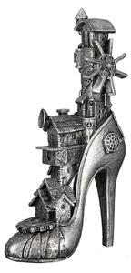 Steampunk High Heel Poly Sculpture In Antique Silver