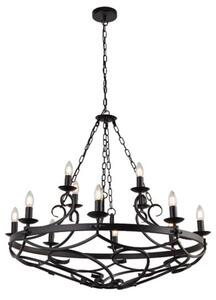 Cartwheel Wall Hung 12 Pendant Light In Matt Black With Chain