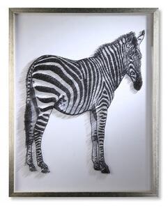 Zebra Picture Glass Wall Art In Silver Wooden Frame