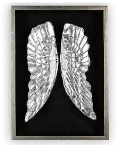 Wings Painting Wooden Wall Art In Black And Antique Silver Frame