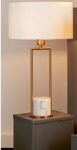 Unique Gold White Marble Base Table Lamp With White Drum Shade