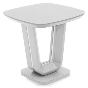 Lazaro Square Glass Top Lamp Table With White High Gloss Base