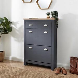 Loftus Shoe Storage Cabinet In Slate Blue And Oak