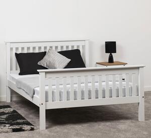 Merlin Wooden High Foot End Small Double Bed In White