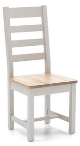 Freda Ladder Back Wooden Dining Chair In Grey And Oak