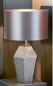 Unique Smoked Glass Table Lamp With Grey Drum Shade