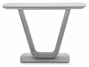 Lazaro Glass Top Console Table With Matt Light Grey Base