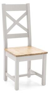 Freda Cross Back Wooden Dining Chair In Grey And Oak