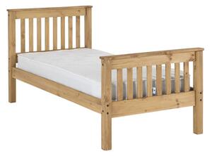 Merlin Wooden High Foot End Single Bed In Waxed Pine