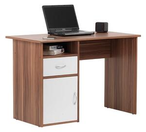 Cabrini Computer Work Station In Walnut And White With 1 Door