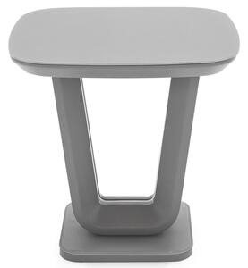 Lazaro Square Glass Top Lamp Table With Matt Light Grey Base