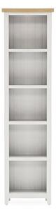 Freda Slim Wooden Bookcase With 4 Shelves In Grey And Oak