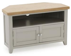 Freda Corner Wooden TV Stand With 2 Doors In Grey And Oak