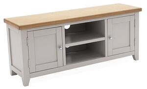 Freda Rectangular Wooden TV Stand With 2 Doors In Grey And Oak