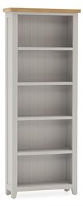 Freda Tall Wooden Bookcase With 4 Shelves In Grey And Oak