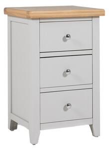 Freda Wooden Bedside Cabinet With 3 Drawers In Grey And Oak