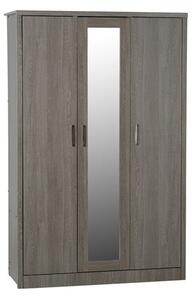 Laggan Mirrored Wardrobe In Black Wood Grain With 3 Doors