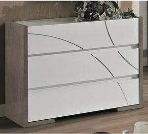 Namilon Wooden Chest Of Drawers In White And Grey Marble Effect