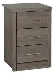 Laggan Wooden Bedside Cabinet With 3 Drawers In Black Wood