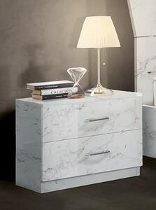 Mayon Wooden Bedside Cabinet In White Marble Effect