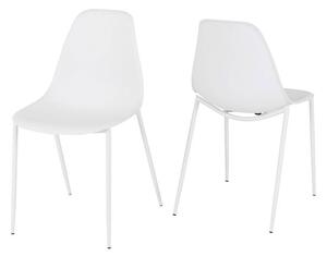 Laggan White Plastic Dining Chairs With Metal Legs In Pair