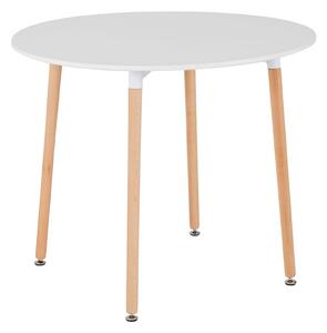 Laggan Wooden Round Dining Table In White And Natural Oak