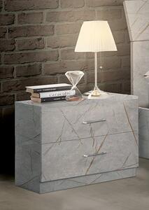 Mayon Wooden Bedside Cabinet In Grey Marble Effect