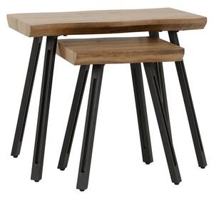 Qinson Wave Edge Set Of 2 Nest Of Tables In Medium Oak Effect