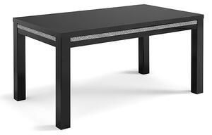 Regal Large Dining Table In Gloss Black With Cromo Details